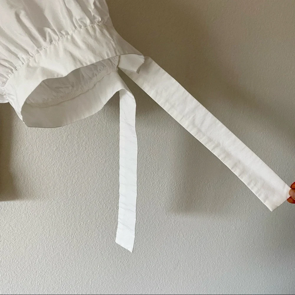 ZARA size S white poplin blouse oversized puff sleeve